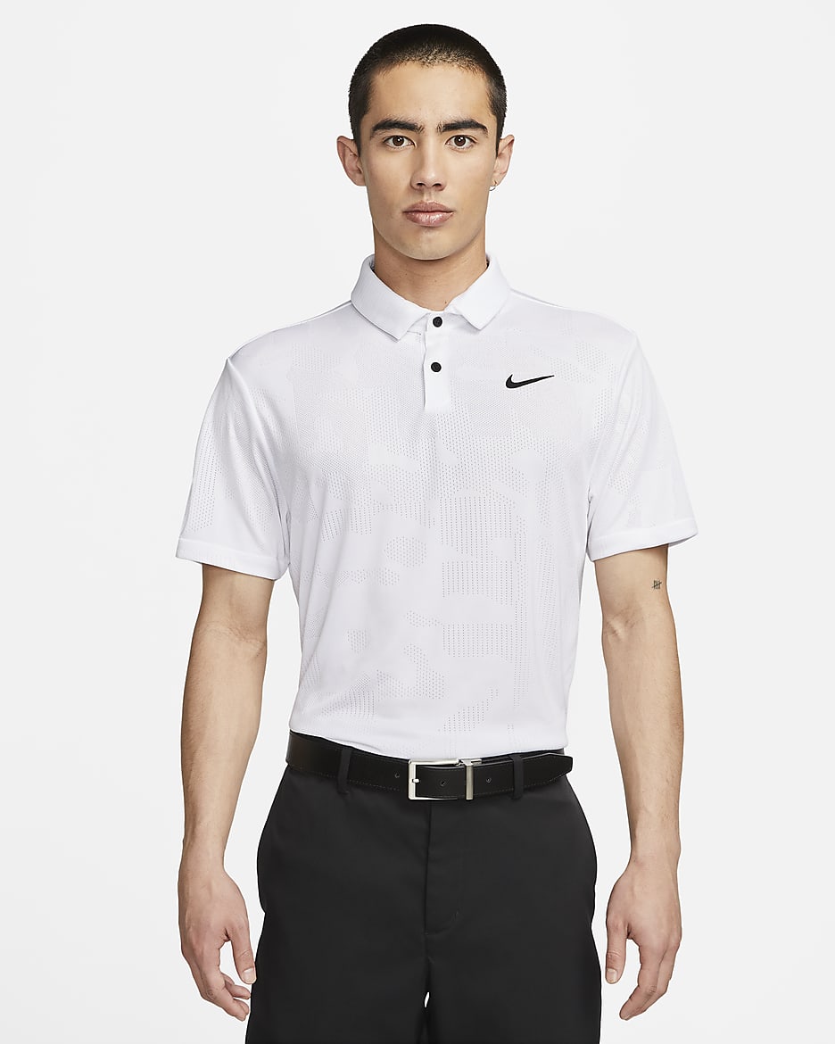 Nike Dri-FIT Tour Men's Jacquard Golf Polo - White/Black