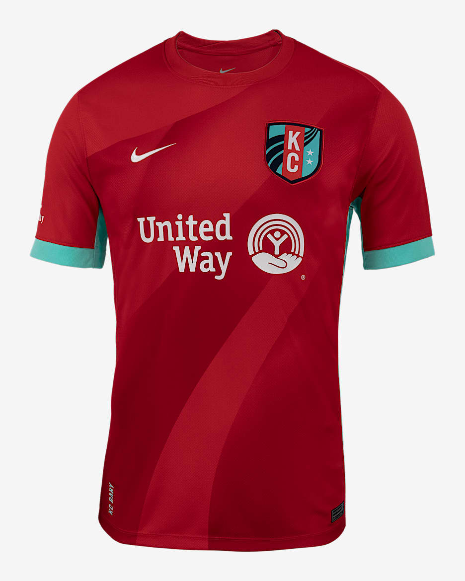Jersey Nike Dri-FIT de la NWSL tipo réplica para hombre 2025 Stadium KC Current local - Rojo universitario/Hiperturquesa
