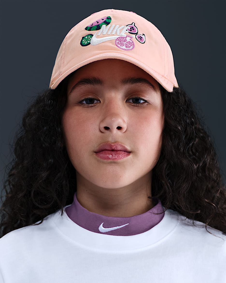Gorra sin estructura para niños talla grande Nike Club - Coral lavado/Azul marino medianoche