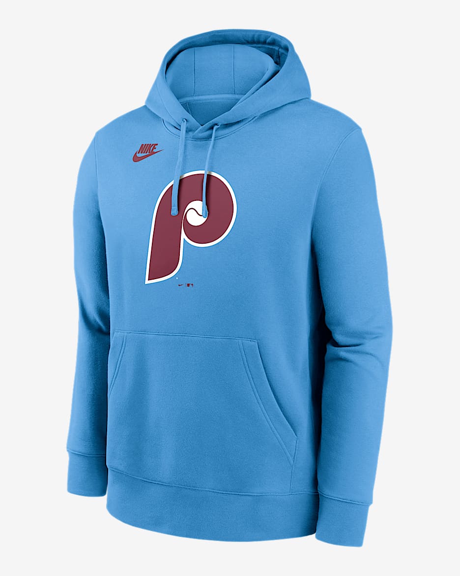 Philadelphia Phillies Cooperstown Logo Club Men's Nike MLB Pullover Hoodie - Light Blue