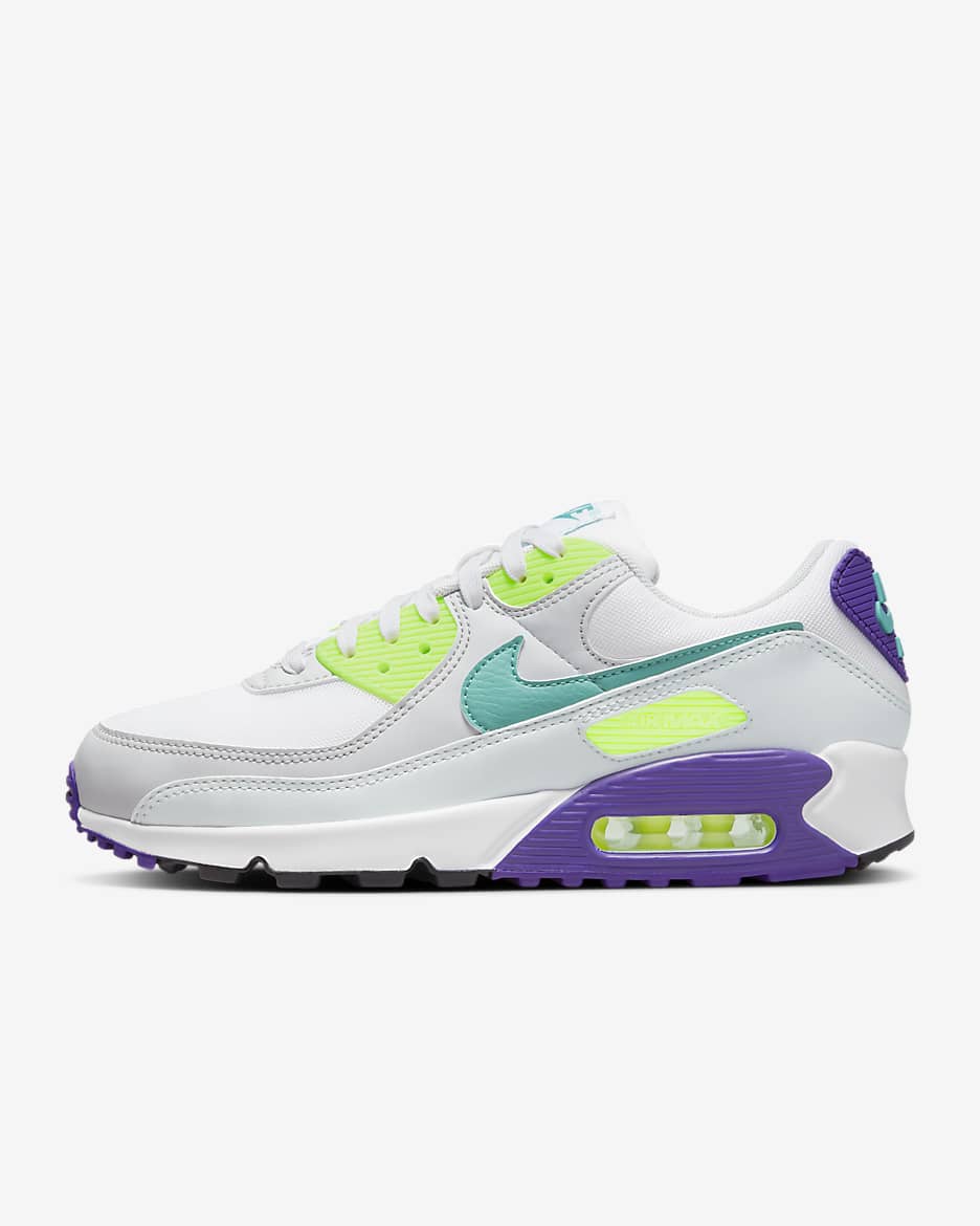 Nike Air Max 90 Tenis para mujer - Blanco/Blanco cáscara de huevo/Platino puro/Azul verdoso lavado