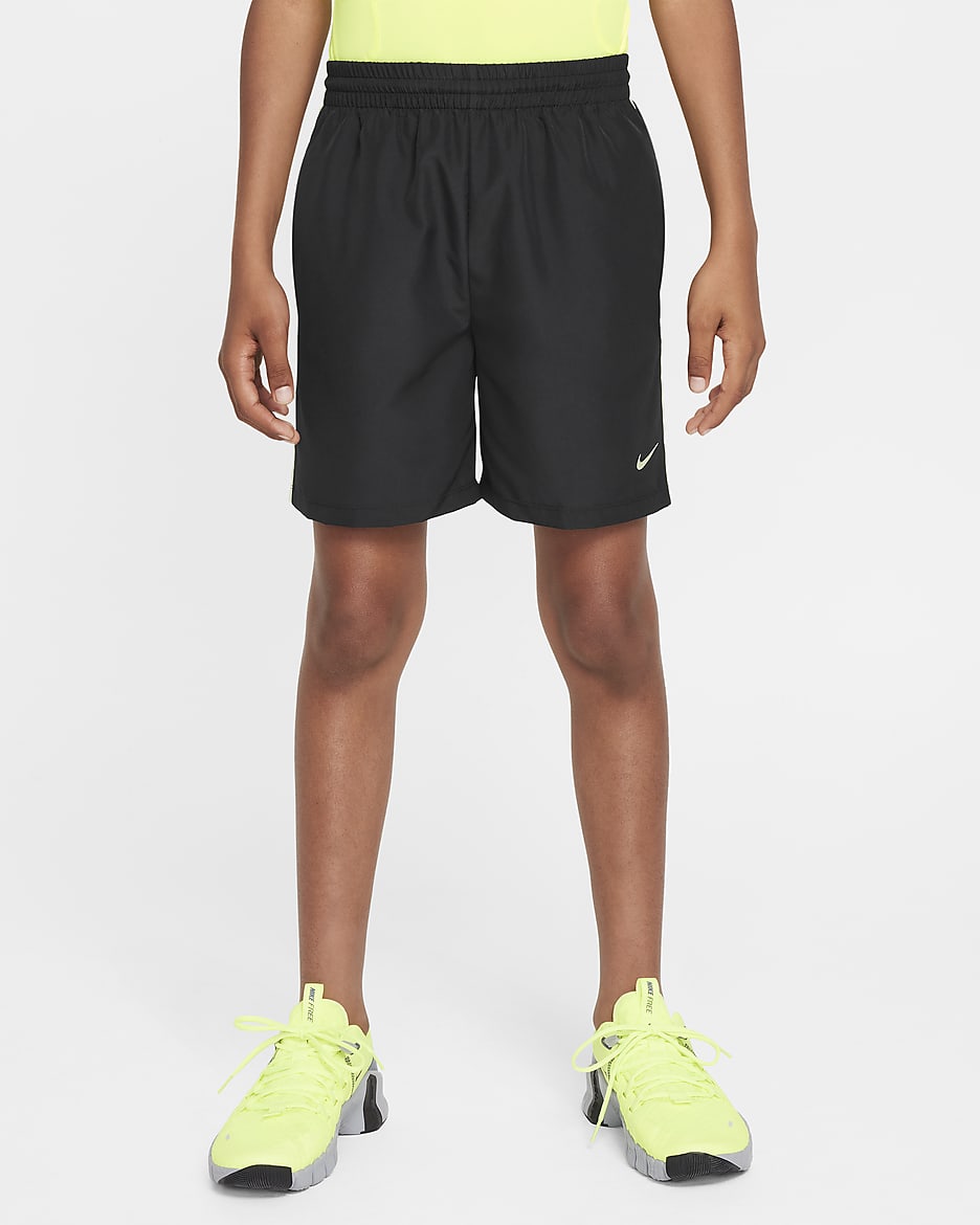 Nike Multi Big Kids' (Boys') Dri-FIT Training Shorts - Black/Volt