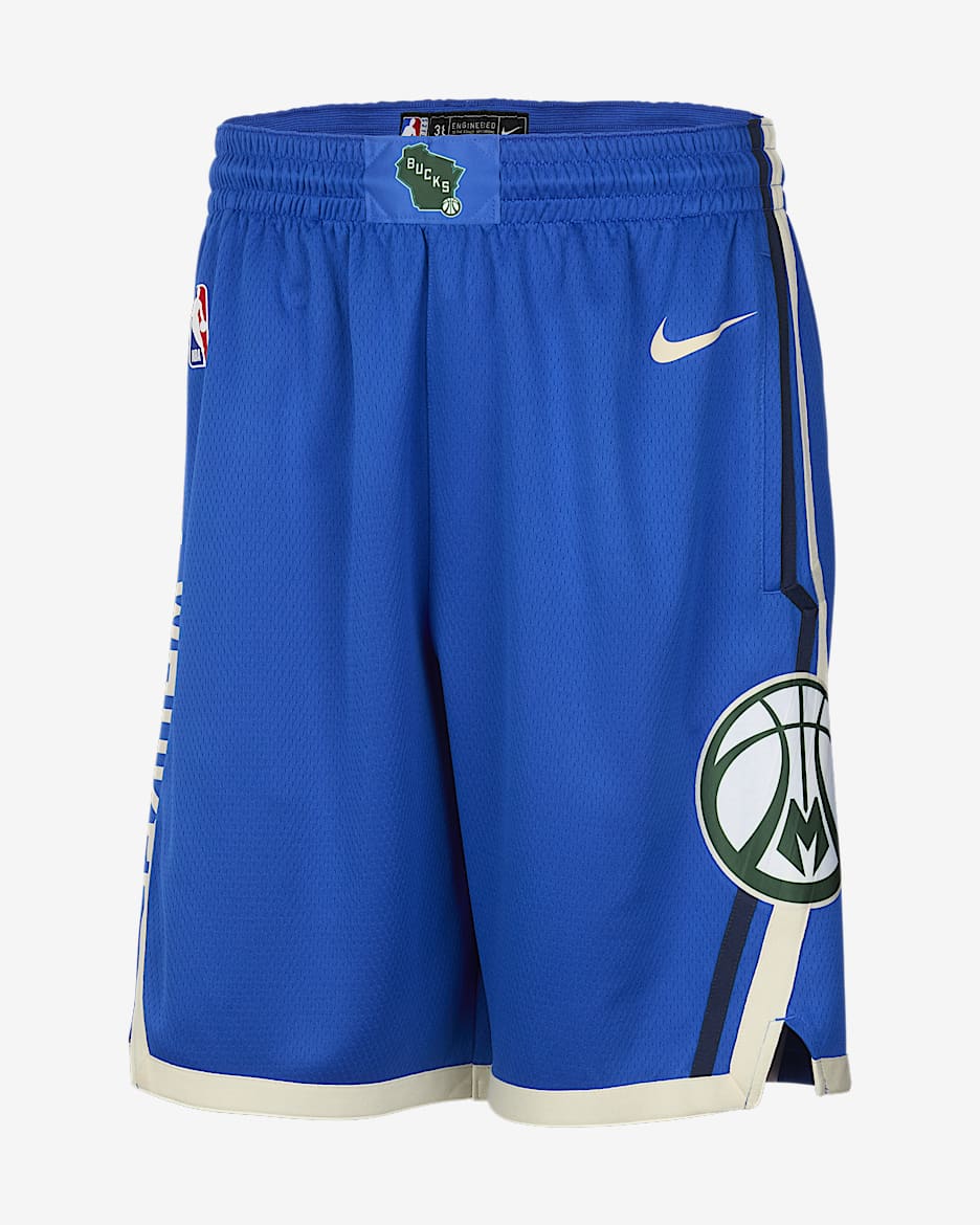 Spodenki męskie Nike Dri-FIT NBA Swingman Milwaukee Bucks City Edition 2024/25 - Game Royal/Flat Opal