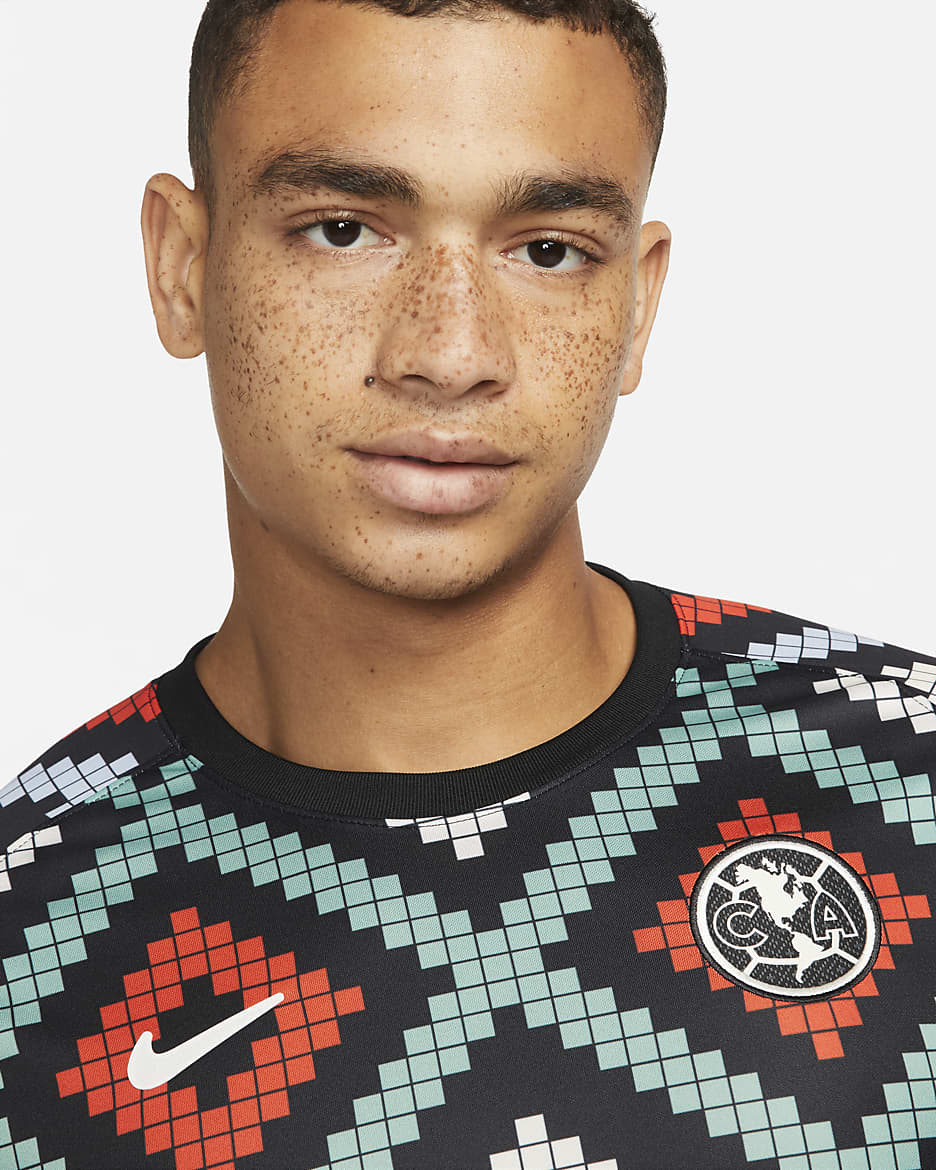 Club América Nike Dri-FIT Pre-Match-Fußballoberteil für Herren - Weiß/Schwarz/Pale Ivory