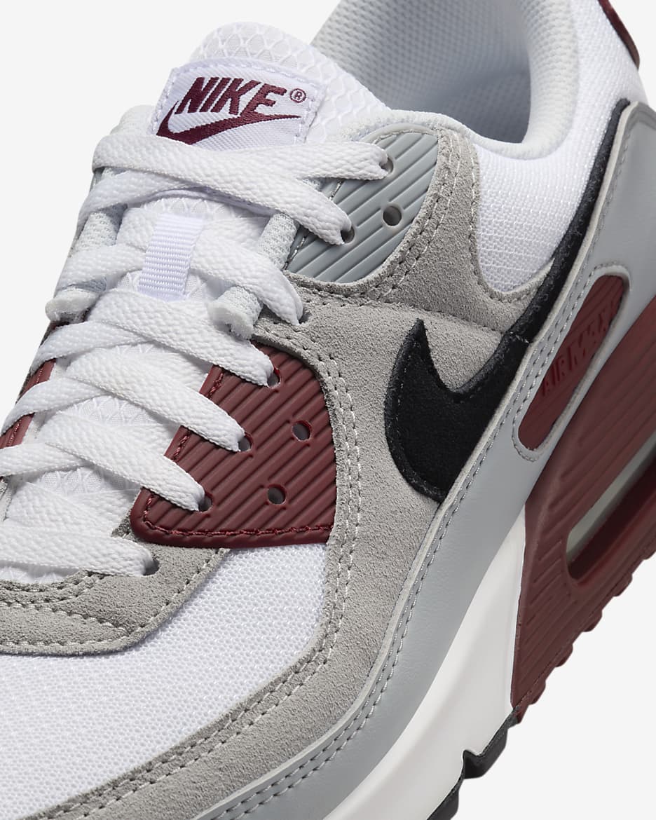 Calzado para hombre Nike Air Max 90 - Blanco/Rojo team oscuro/Platino puro/Negro