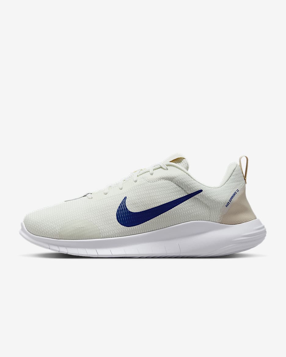 Nike Flex Experience Run 12 Men's Road Running Shoes (Extra Wide) - Sail/Light Orewood Brown/Deep Royal Blue