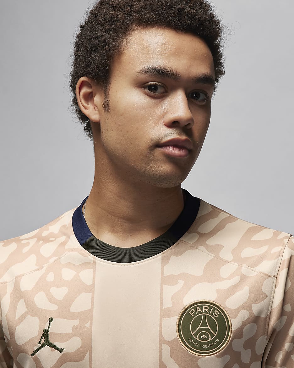 Męska koszulka piłkarska Jordan Dri-FIT (replika) Paris Saint-Germain Stadium 2023/24 (wersja czwarta) - Hemp/Obsidian/Sequoia/Rough Green