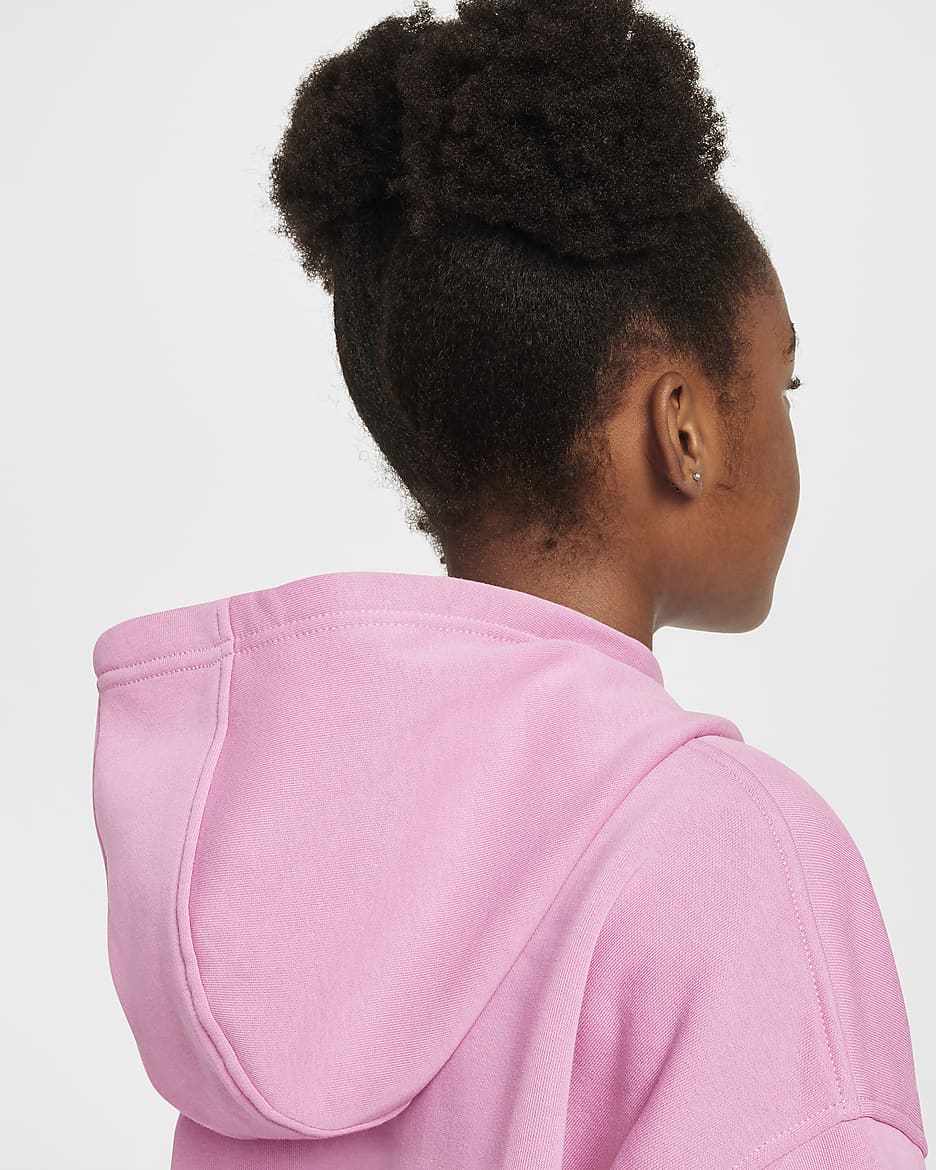 Nike Sportswear Club Fleece Big Kids' Oversized Pullover Hoodie - Magic Flamingo/White