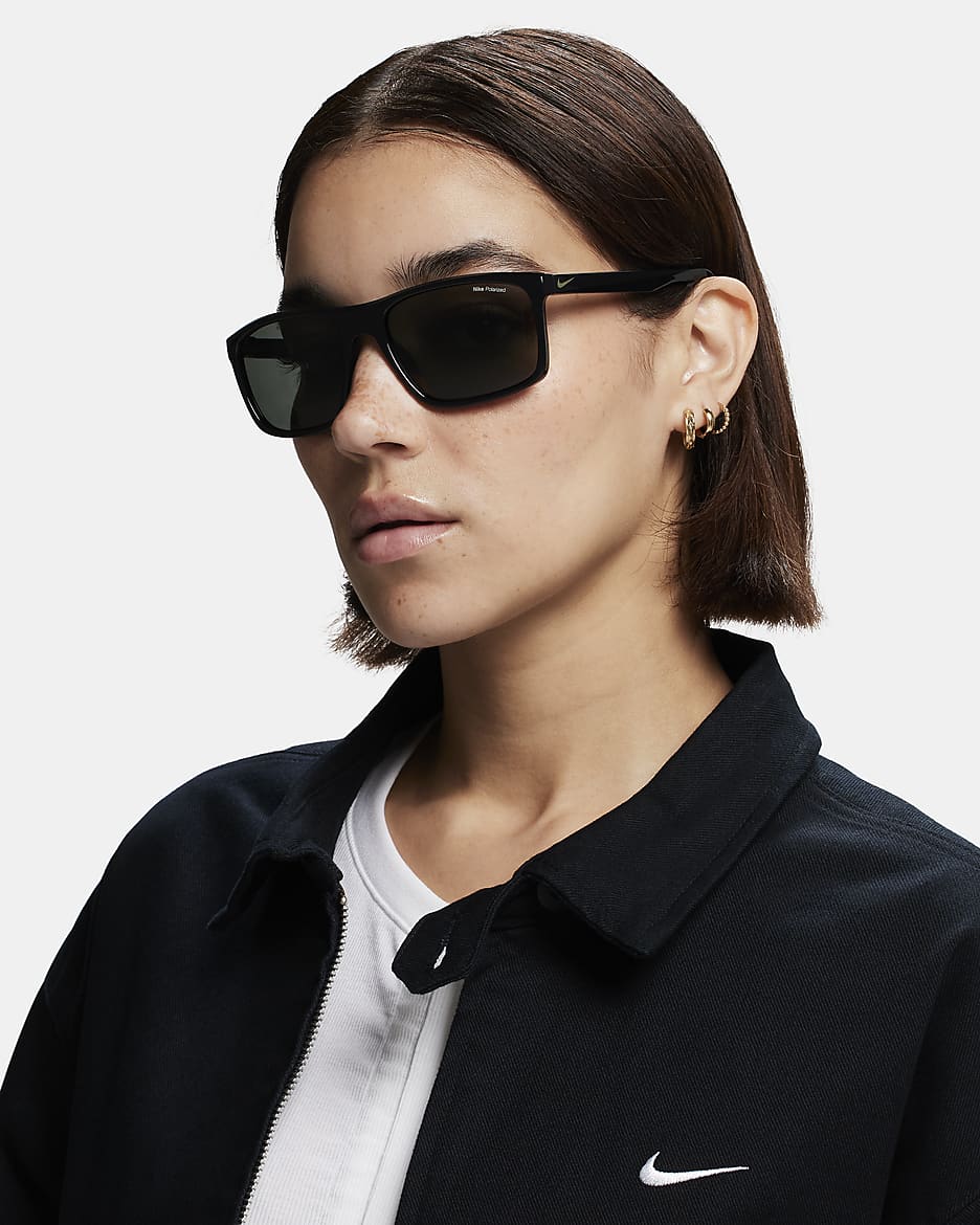 Lentes de sol polarizados grandes Nike Fire - Negro