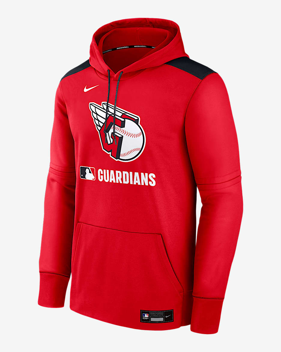Sudadera con gorro sin cierre Nike Therma de la MLB para hombre Cleveland Guardians Authentic Collection - Rojo