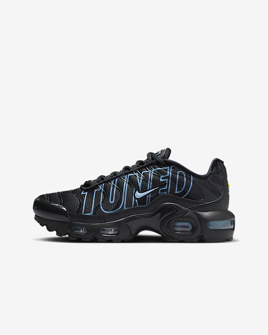 Nike Air Max Plus Schuh (ältere Kinder) - Schwarz/Metallic Silver/Ice Blue
