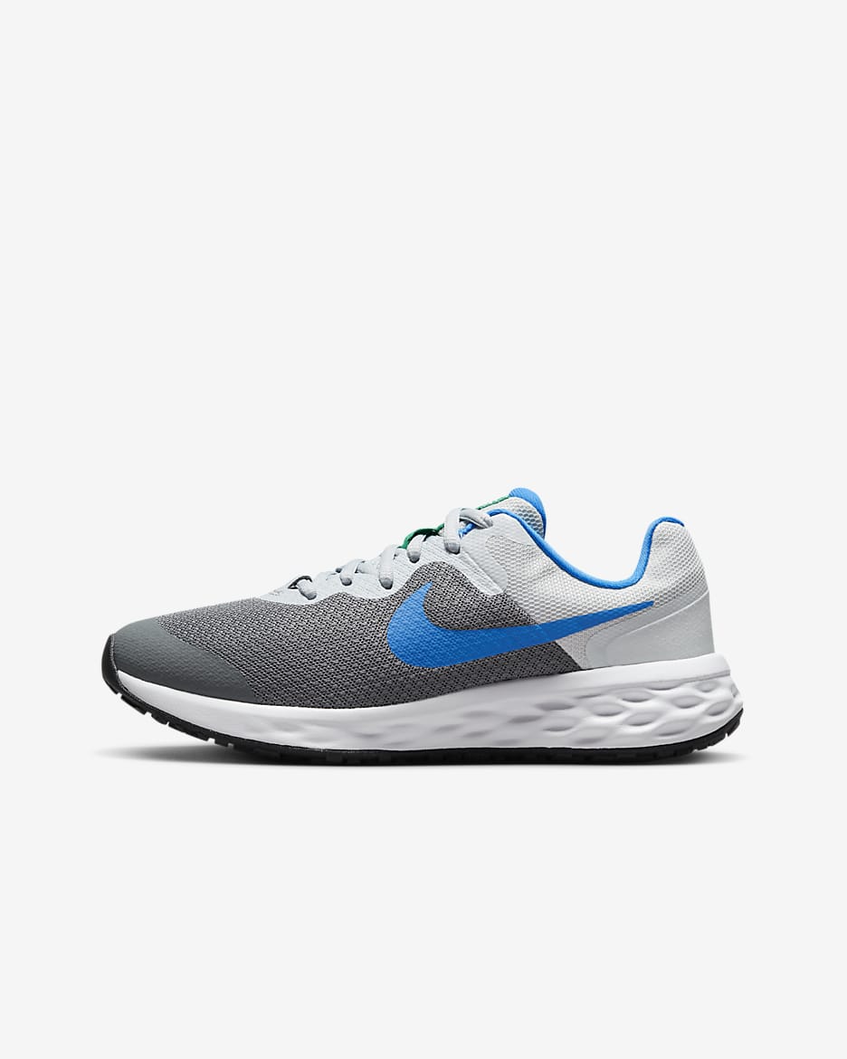 Nike Revolution 6 Big Kids' Road Running Shoes - Cool Grey/Deep Royal Blue/Pure Platinum/Photo Blue