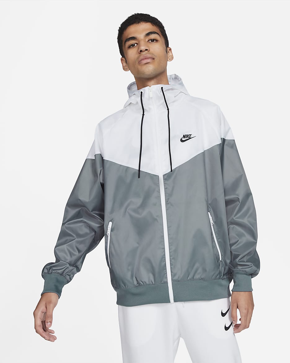 Huvjacka Nike Sportswear Windrunner för män - Smoke Grey/Vit/Smoke Grey/Svart