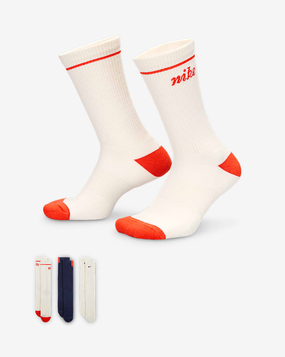 Nike Everyday Plus Cushioned Crew Socks (3 Pairs) - Multi-Colour