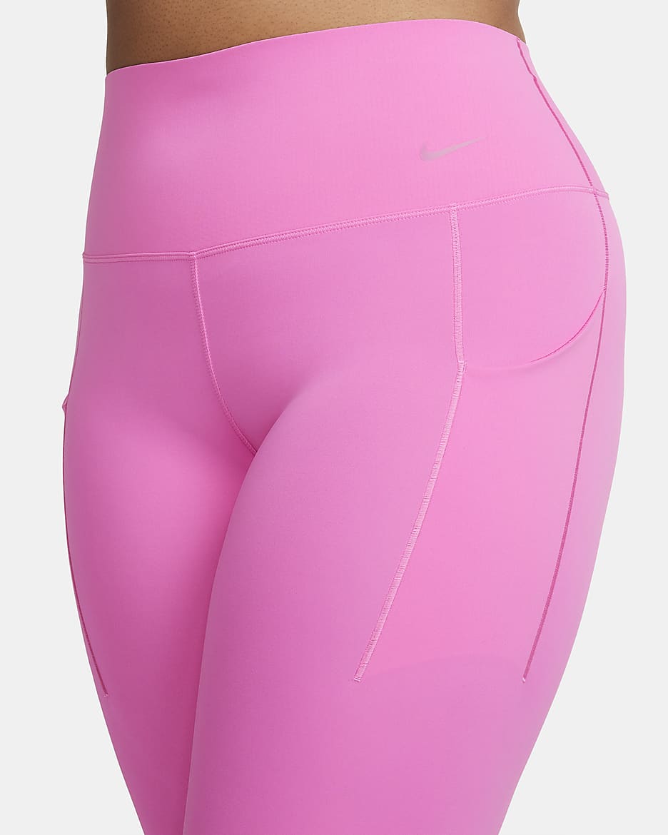 Nike Universa Women's Medium-Support High-Waisted Full-Length Leggings with Pockets - Playful Pink/Black