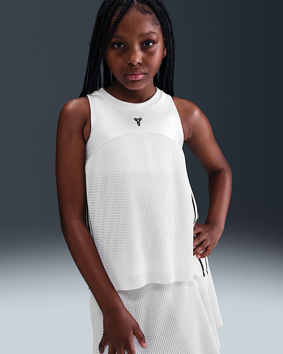 Camiseta de tirantes de básquetbol para niña talla grande Kobe - Blanco/Negro
