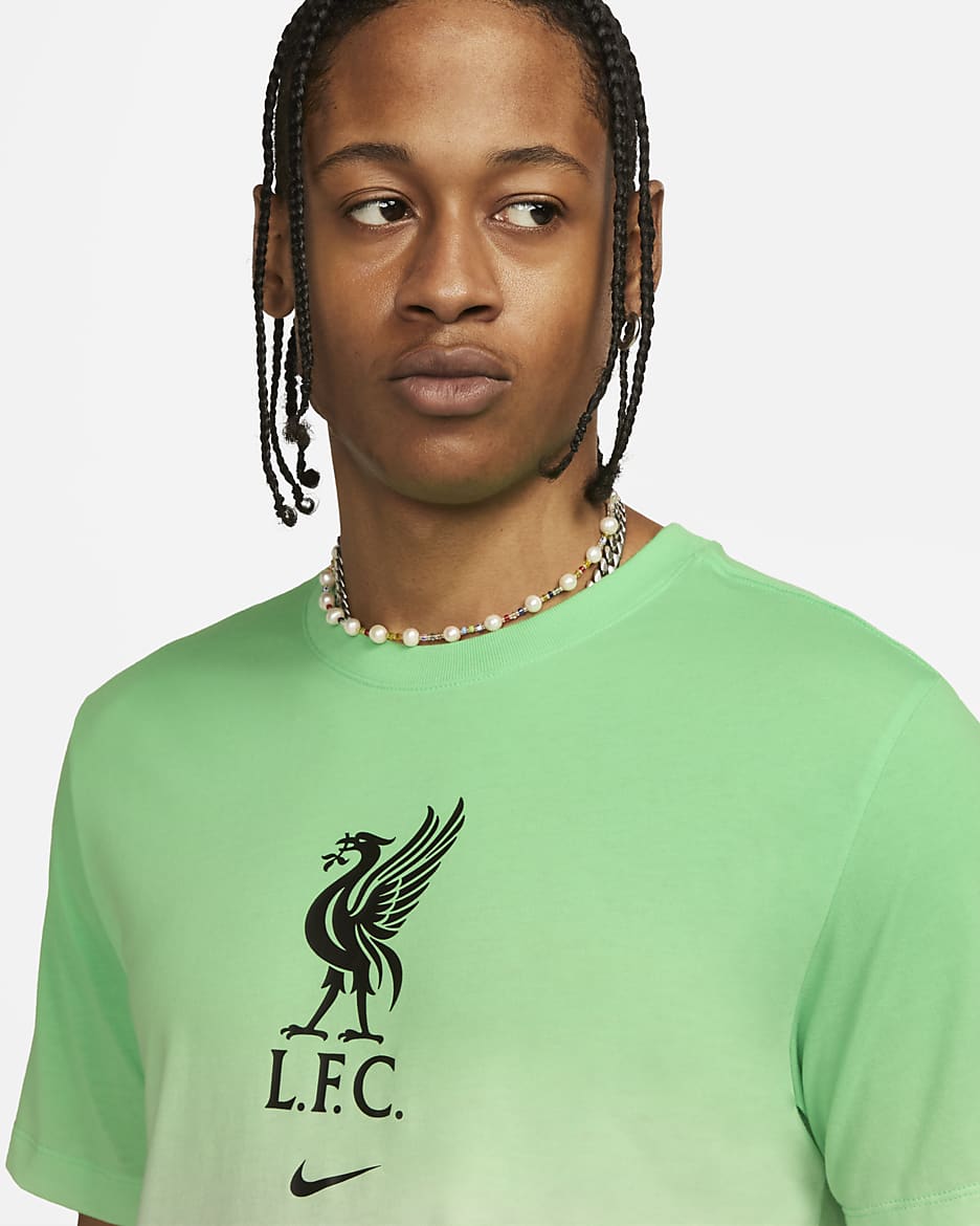 Liverpool FC Crest Men's Nike Soccer T-Shirt - White/Poison Green/Black/Black