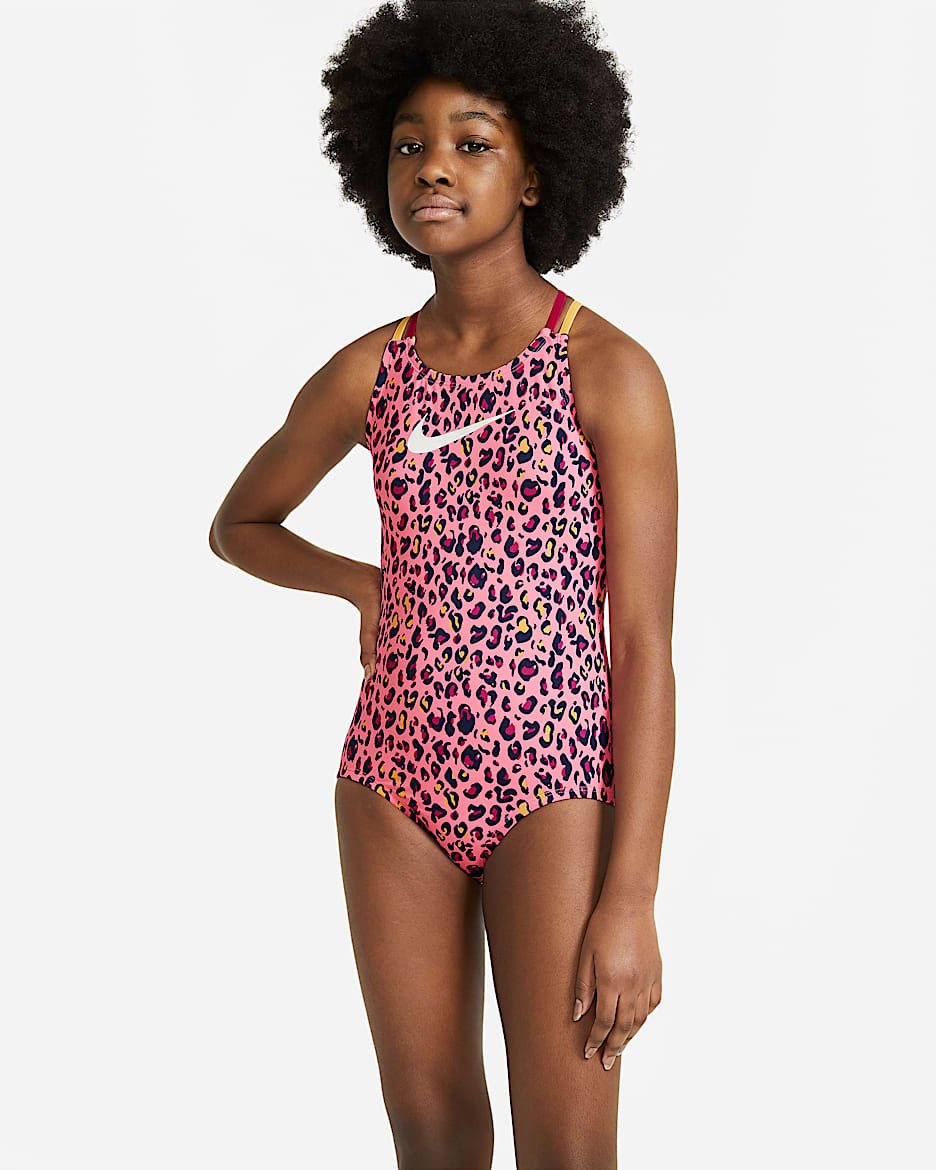 Nike Big Kids' (Girls') Spiderback 1-Piece Swimsuit - Sunset Pulse