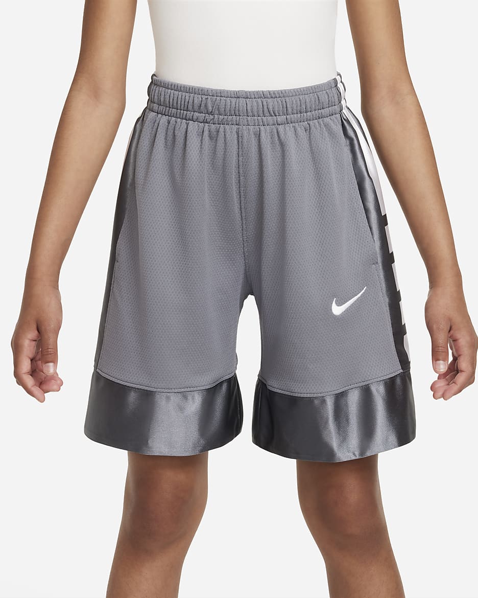 Nike Dri-FIT Elite 23 Big Kids' (Boys') Basketball Shorts - Smoke Grey/White