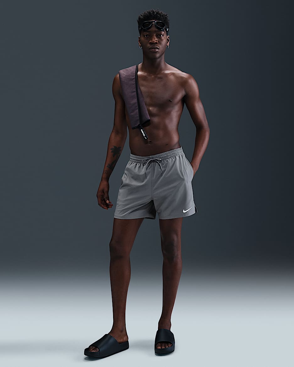 Shorts de vóleibol de 13 cm con ropa interior tipo bóxer para hombre Nike Swim Breaker - Gris azulado