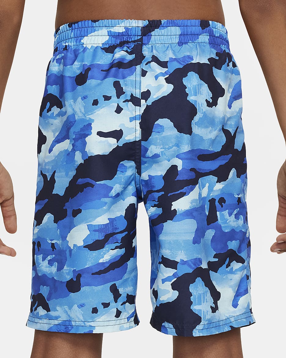 Shorts de voleibol de 18 cm para niño talla grande Natación Nike Classic Camo - Azul marino medianoche