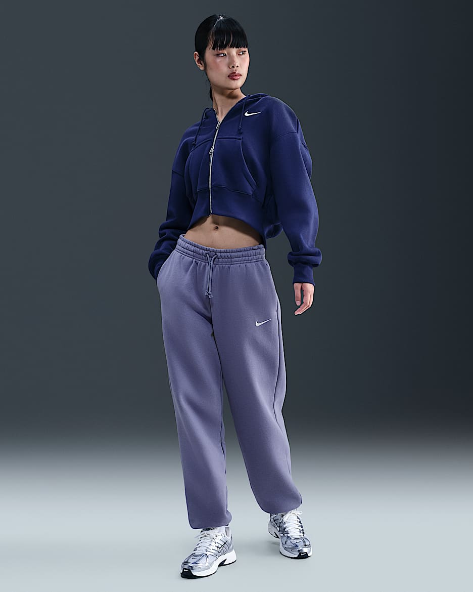 Pantalon de survêtement oversize à taille haute Nike Sportswear Phoenix Fleece pour Femme - World Indigo/Sail