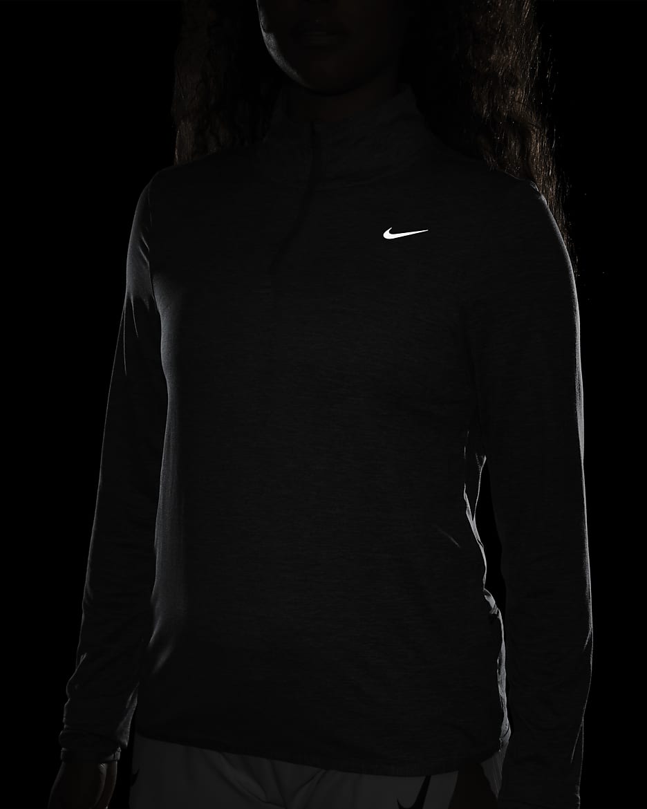 Nike Swift Women's UV Protection 1/4-Zip Running Top - Smoke Grey/Light Smoke Grey/Heather