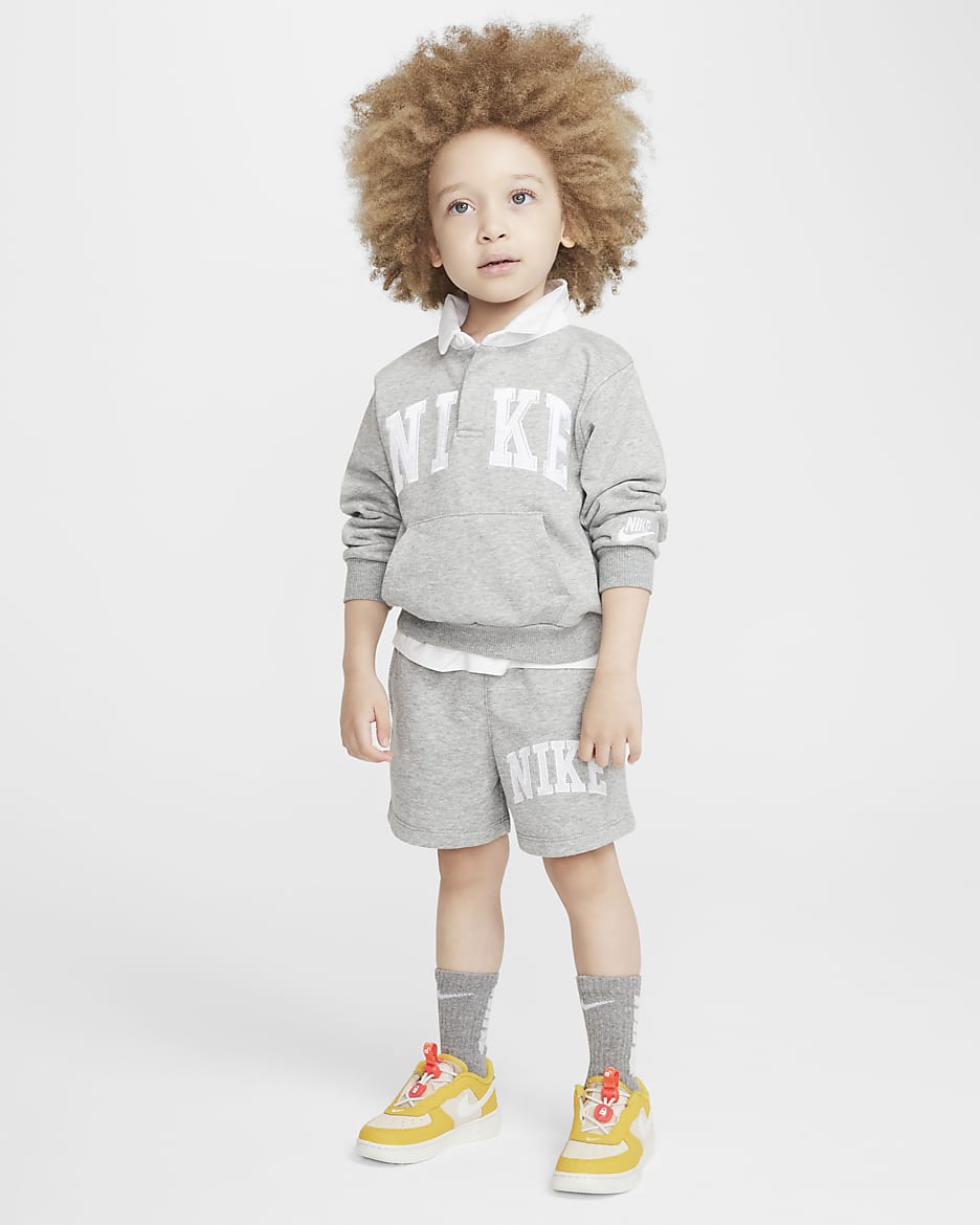 Polo de manga larga de French Terry infantil Nike Sportswear Club - Gris oscuro jaspeado