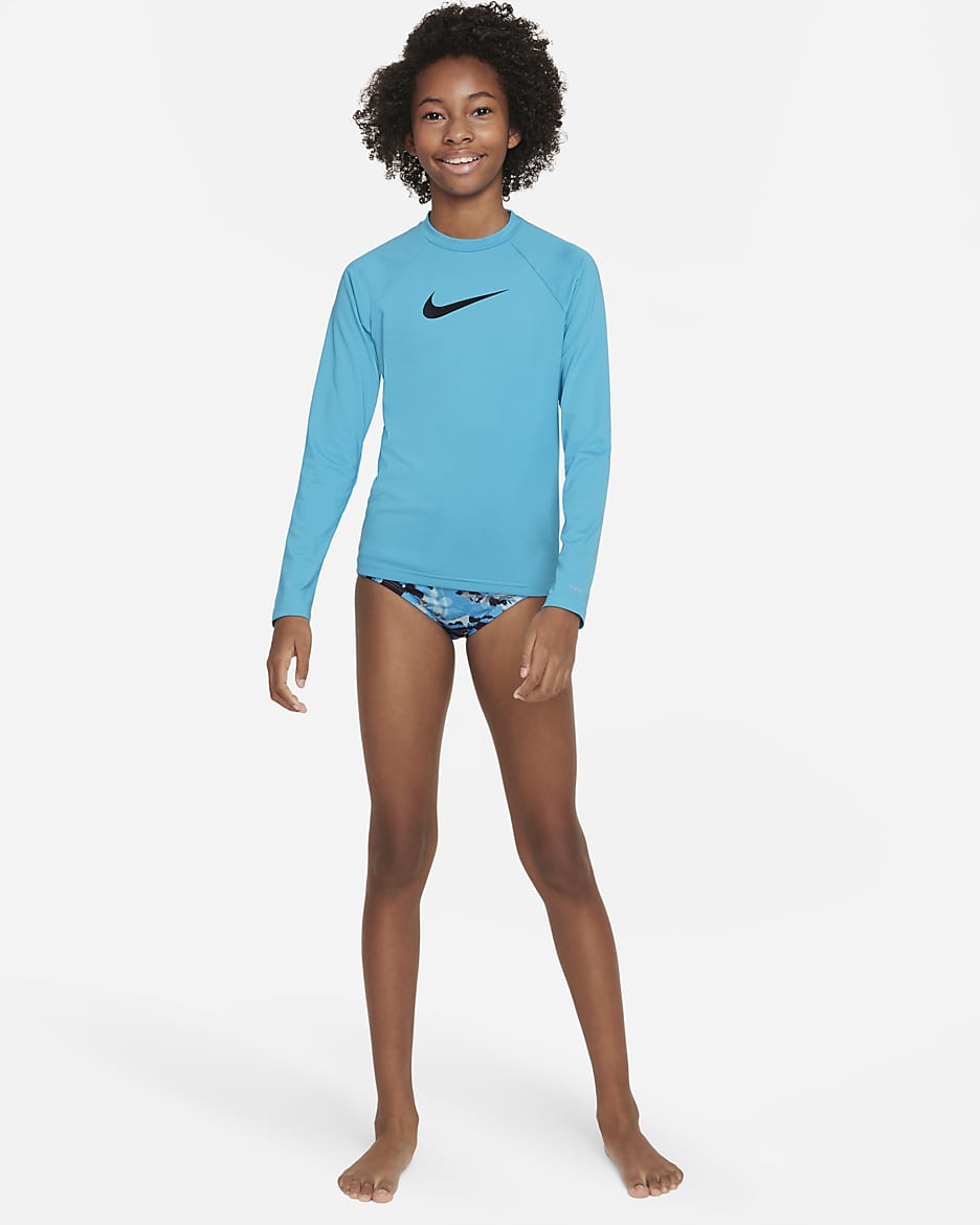 Camiseta Hydroguard de manga larga para niña talla grande Nike Swoosh - Azul relámpago