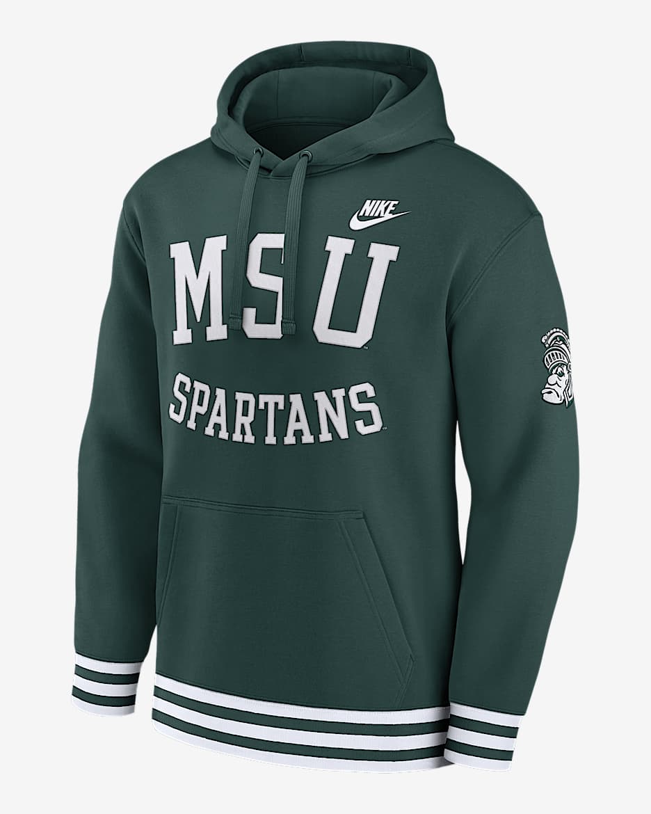 Michigan State Spartans Legacy Retro Men’s Nike College Pullover Hoodie - Pro Green