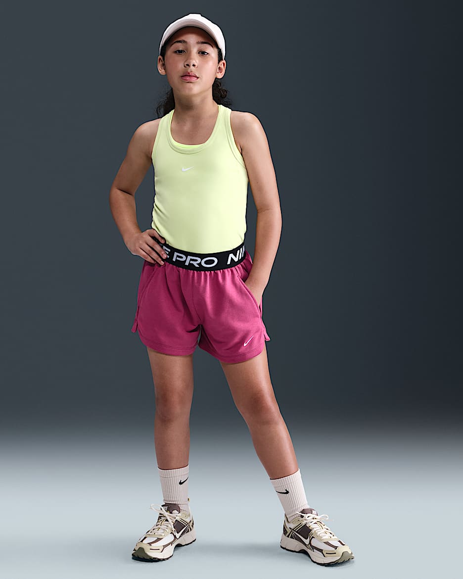 Nike Pro Fleece Older Kids' (Girls') Dri-FIT Shorts - Sweet Beet/Sweet Beet/Black/White
