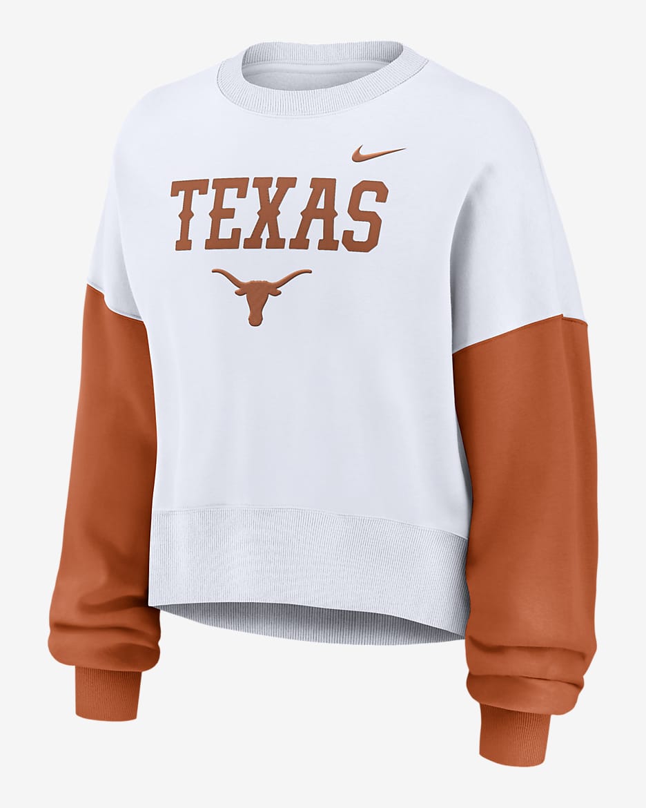 Texas Longhorns Primetime Women's Nike College Pullover Crew - White