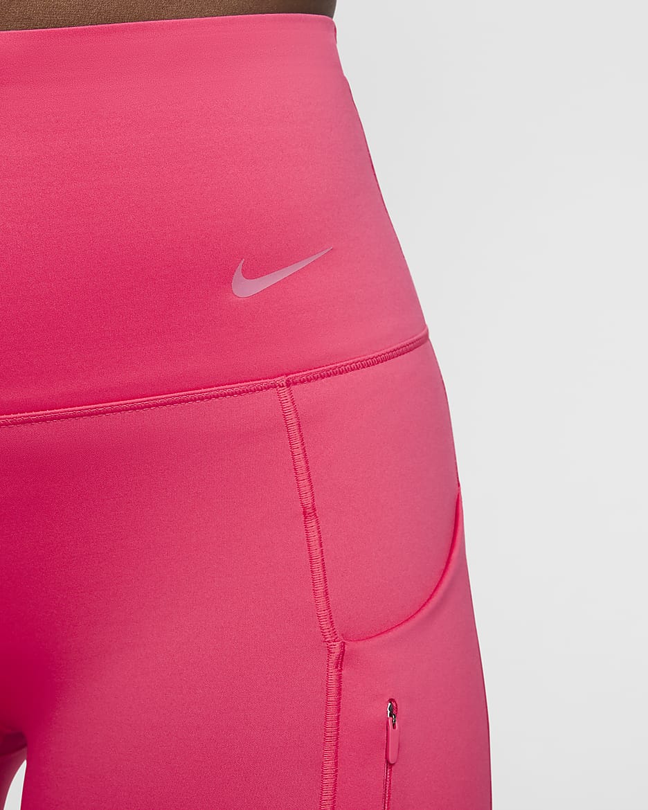 Nike Go Leggings de longitud completa, talle alto y sujeción firme con bolsillos - Mujer - Aster Pink/Negro