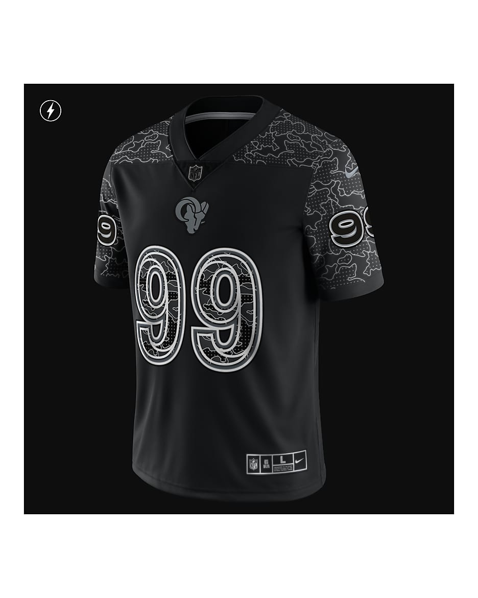 NFL Los Angeles Rams RFLCTV (Aaron Donald) Men's Fashion Football Jersey - Black