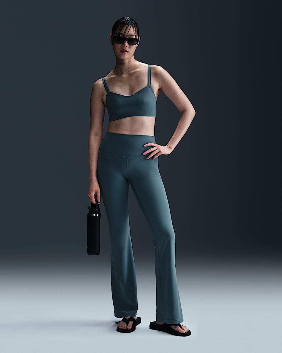 Nike Zenvy Leggings mit hohem Bund und ausgestelltem Bein für Damen - Smokey Blue/Schwarz