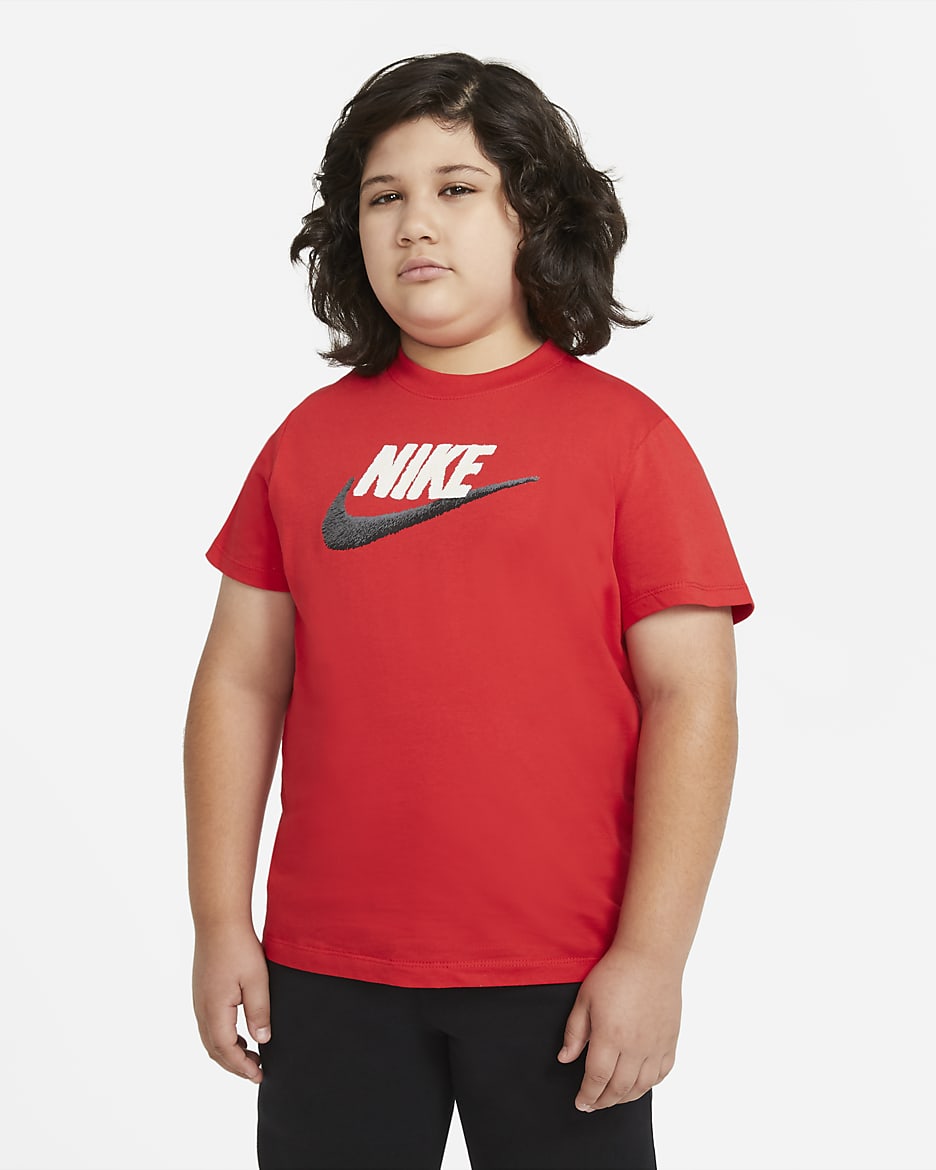 Nike Sportswear Big Kids' (Boys') T-Shirt (Extended Size) - University Red/Black
