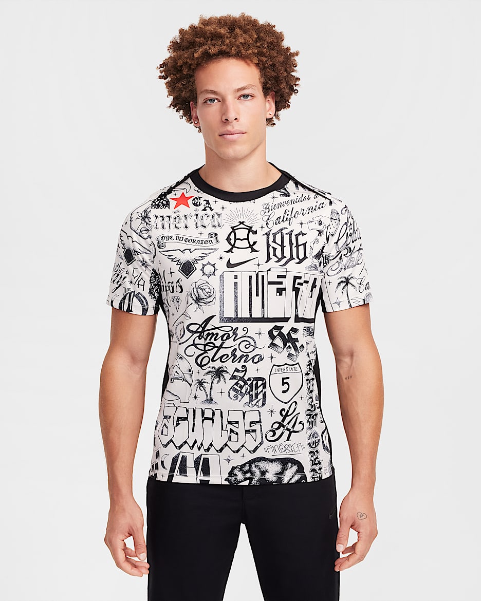 Club América Academy Pro SE Men's Nike Dri-FIT Football Pre-Match Short-Sleeve Top - Light Orewood Brown/Black/Black
