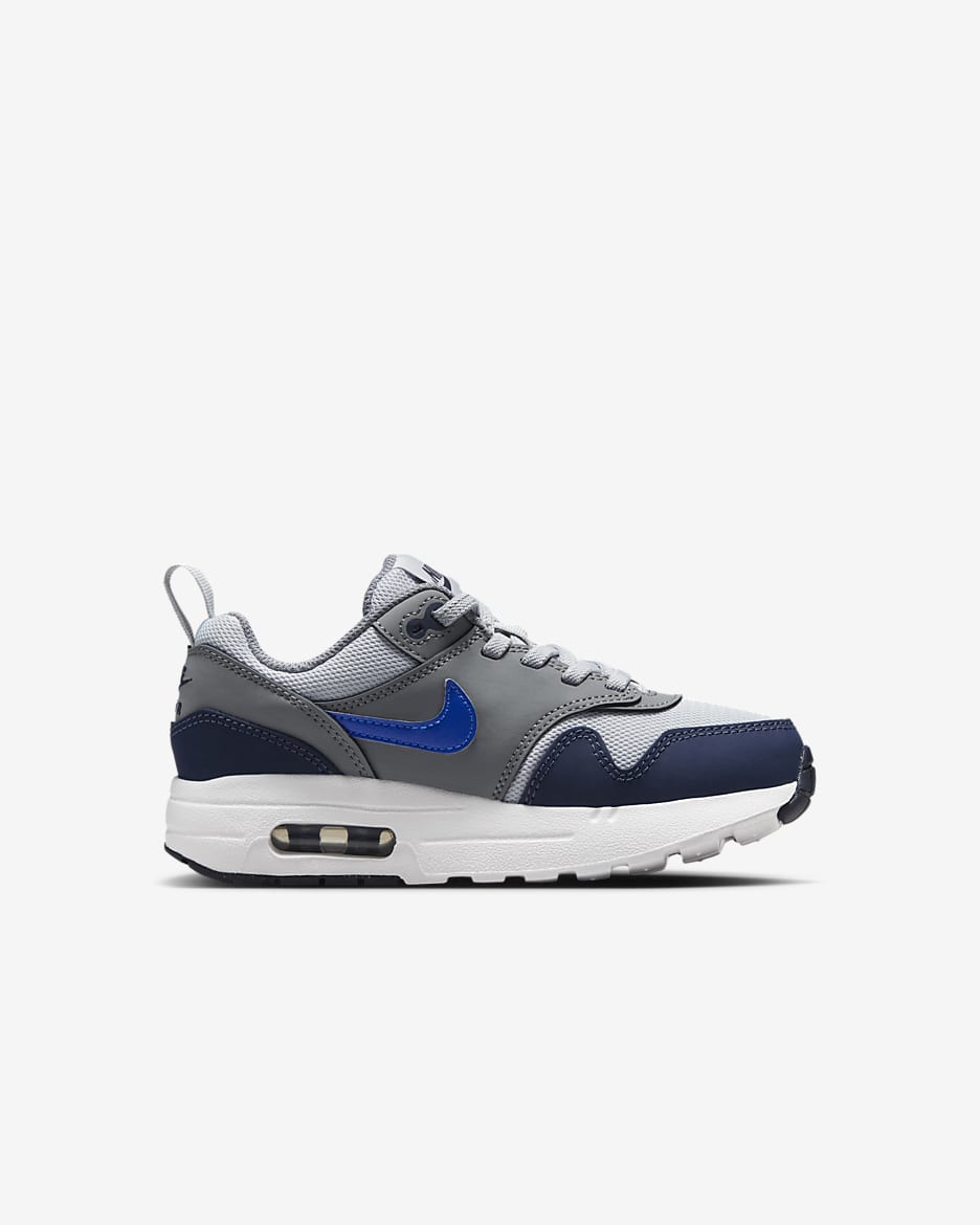 Nike Air Max 1 EasyOn Younger Kids' Shoes - Smoke Grey/Wolf Grey/Obsidian/Racer Blue