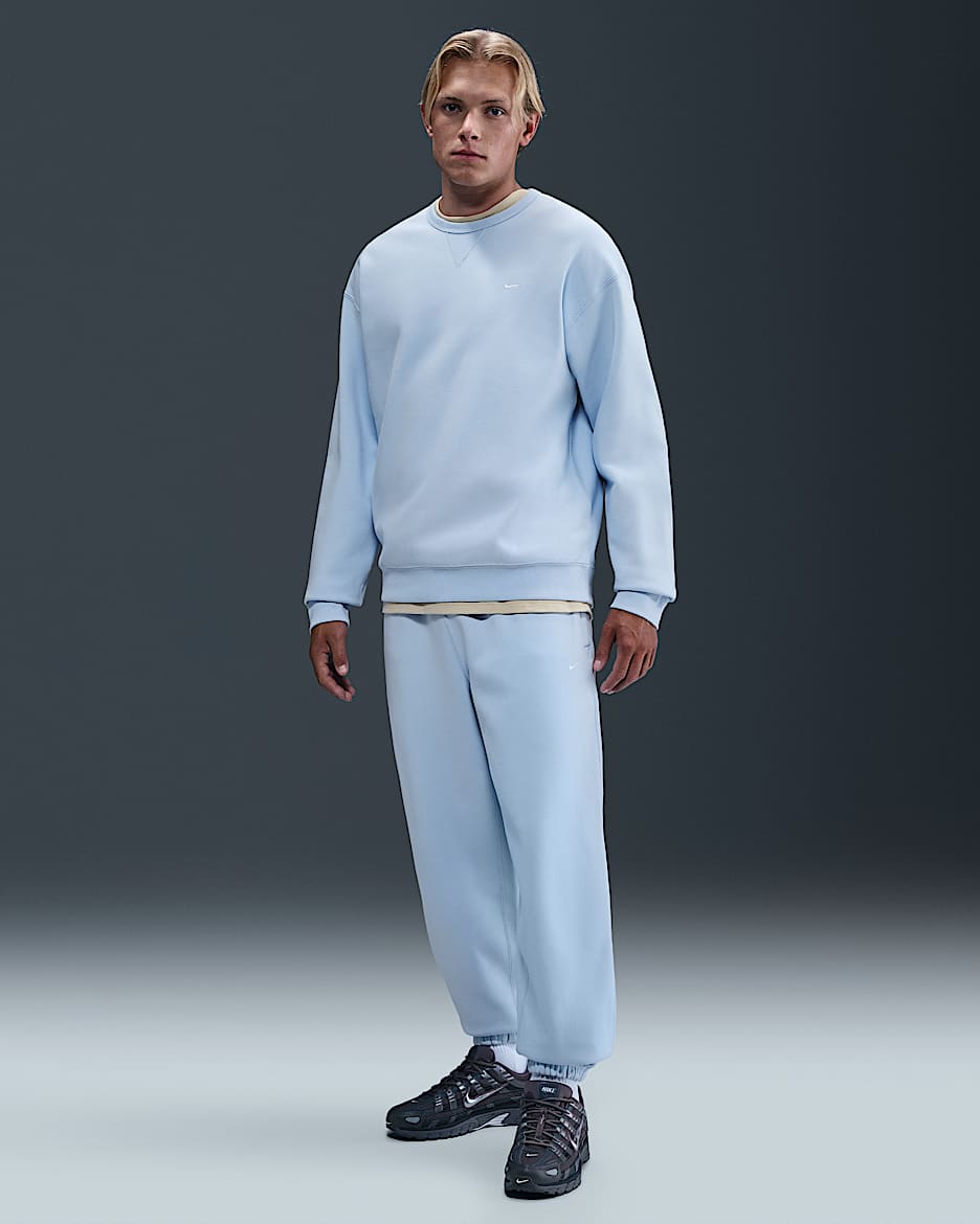 Nike Solo Swoosh Men's Cuffed Fleece Trousers - Celestine Blue/Celestine Blue/White