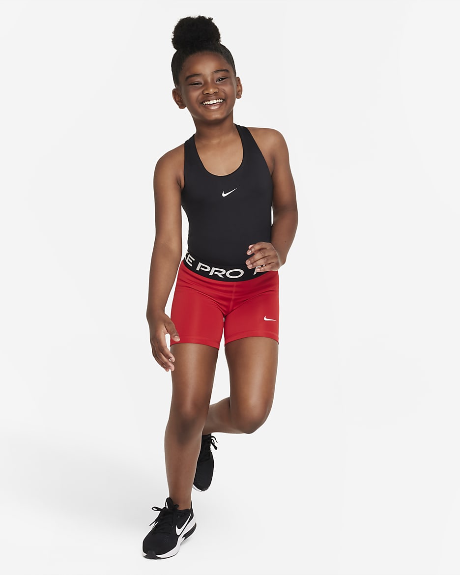 Nike Pro Big Kids' (Girls') Dri-FIT 5" Shorts - University Red/White