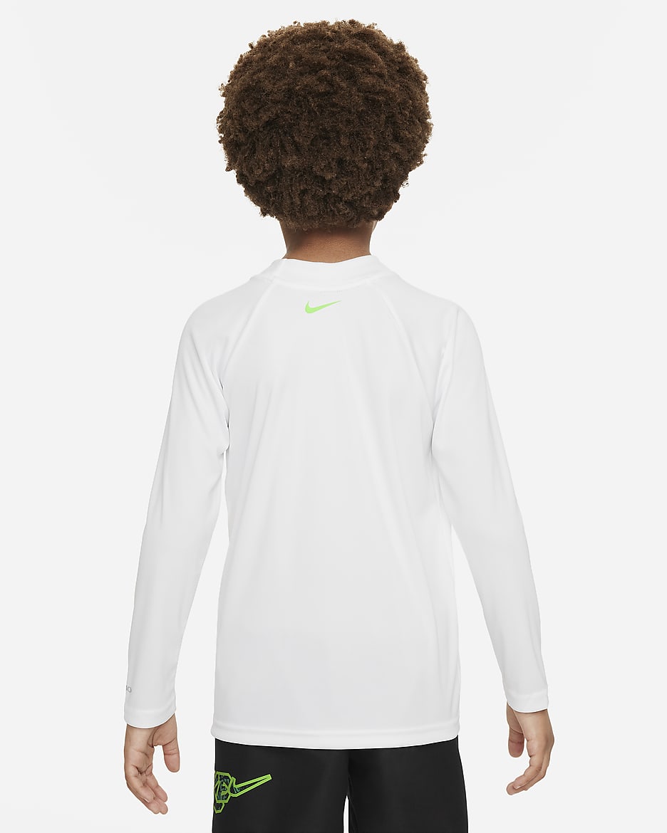 Playera de manga larga Hydroguard para niño talla pequeña Nike Swim - Blanco