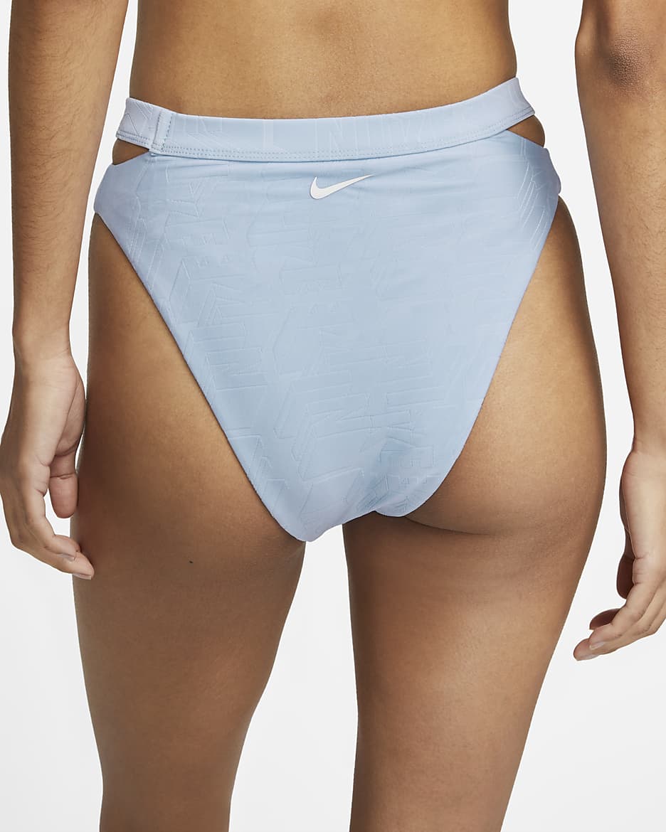 Nike Swim Women's Cut-Out High-Waisted Bikini Bottoms - Cobalt Bliss/White