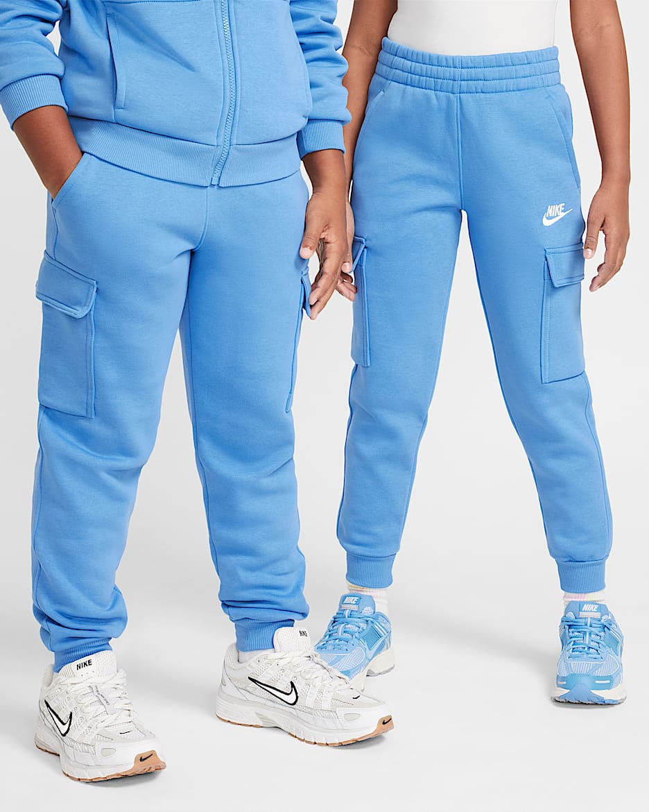 Nike Sportswear Club Fleece Big Kids' Cargo Pants - Blue Beyond/Blue Beyond/White