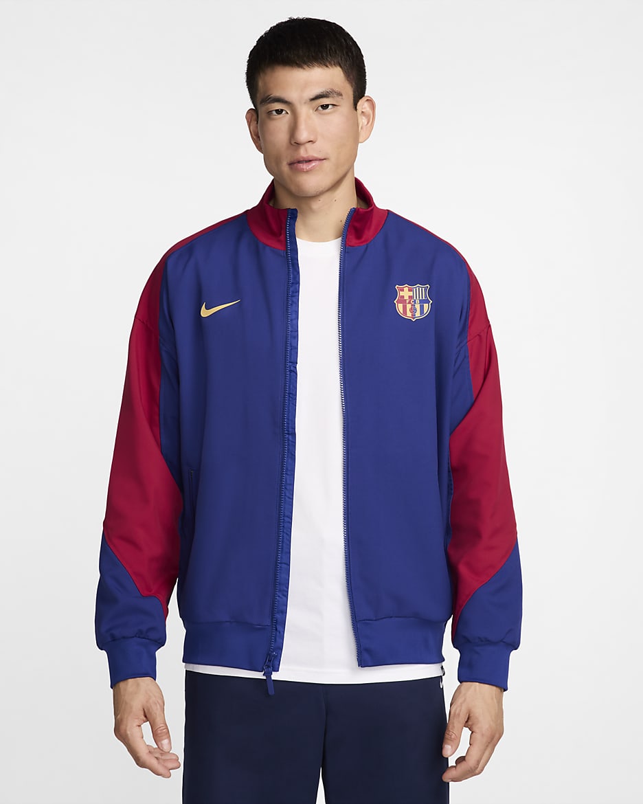 F.C. Barcelona Strike Home Men's Nike Dri-FIT Football Jacket - Deep Royal Blue/Noble Red/Club Gold