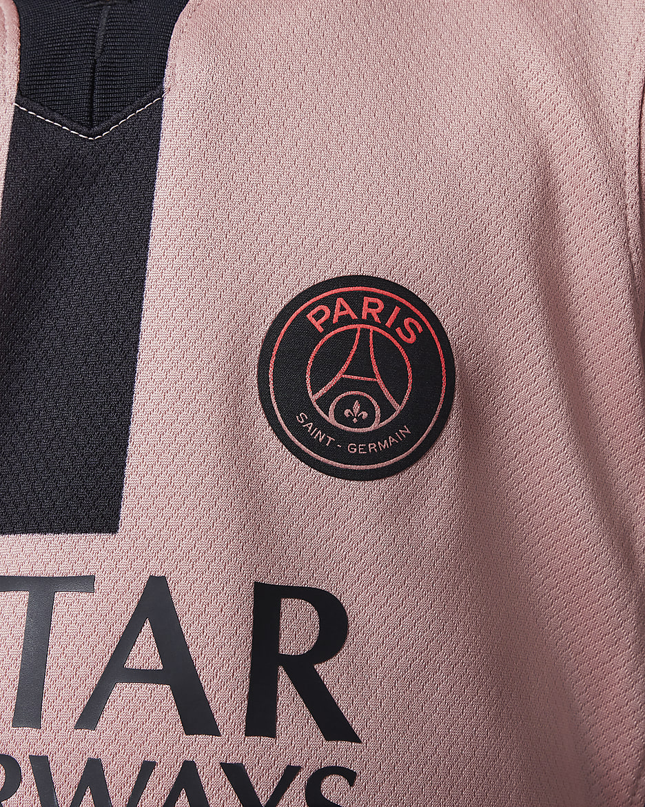 Paris Saint-Germain 2024/25 Stadium Third Younger Kids' Jordan Football Replica Three-Piece Kit - Rust Pink/Black/Black