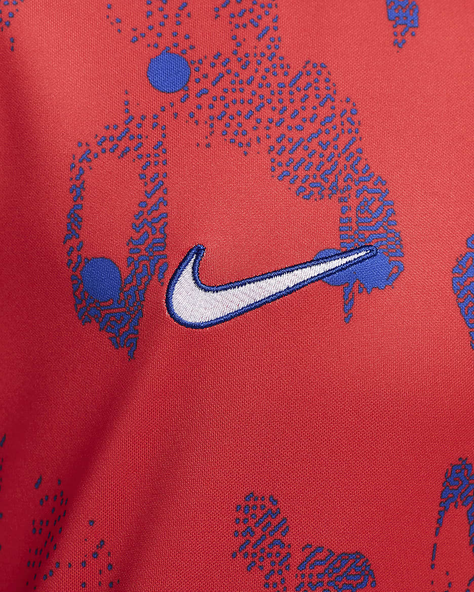 Atlético Madrid Academy Pro Nike Dri-FIT warming-upvoetbaltop met korte mouwen voor heren - Light Crimson/Hyper Royal/Wit