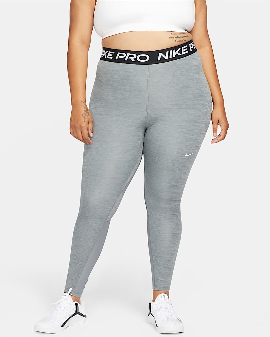 Leggings para mujer Nike Pro 365 (talla grande) - Gris humo/Jaspeado/Negro/Blanco