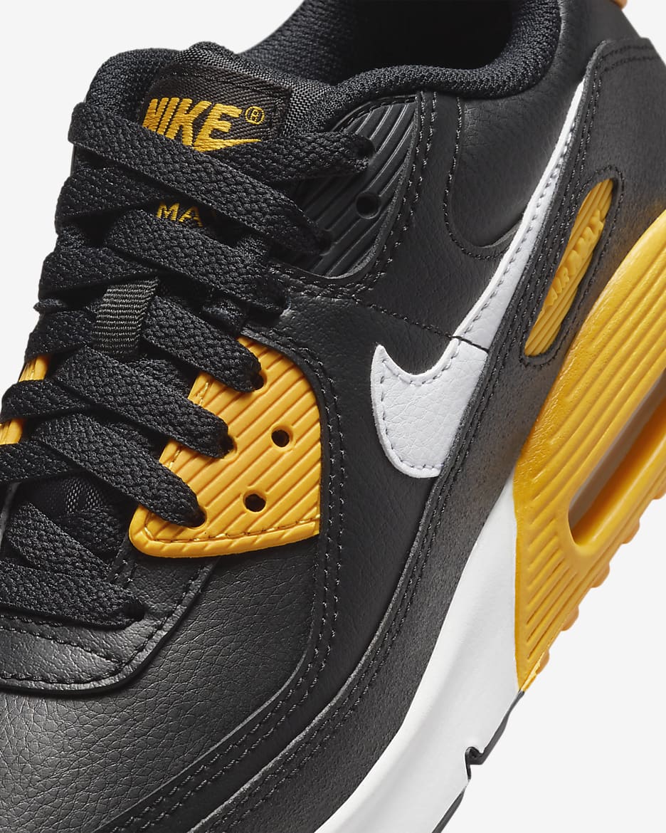 Nike Air Max 90 LTR sko til store barn - Svart/University Gold/Hvit