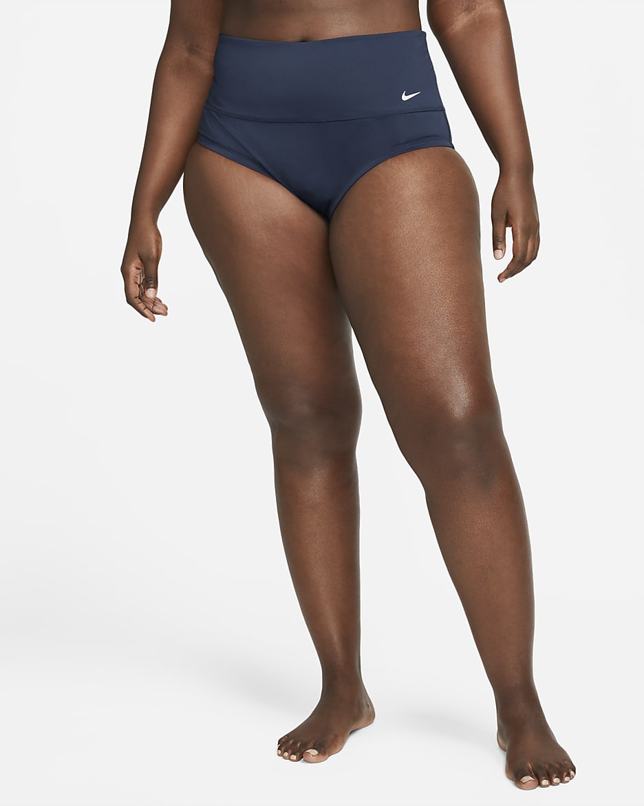 Parte inferior de traje de baño con cintura de tiro alto para mujer Nike Essential (talla grande) - Azul marino medianoche