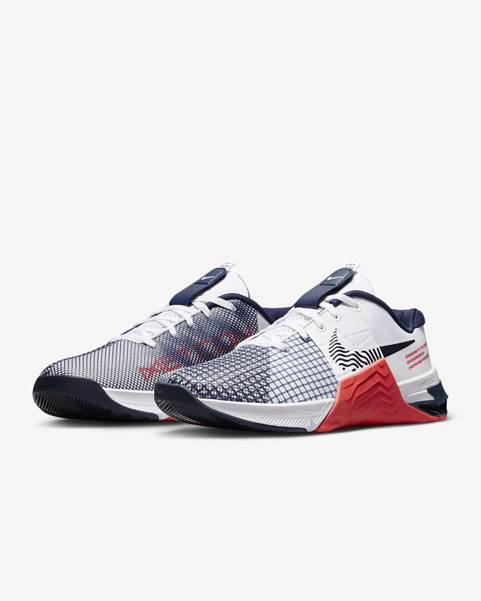 Nike Metcon 8 Men's Workout Shoes - White/Bright Crimson/Obsidian